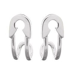 Stylish Bended Safety Pin 925 Silver Stud Earrings by BeYindi