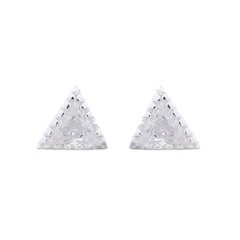 Mini Triangle White CZ Stud 925 Silver Earrings by BeYindi