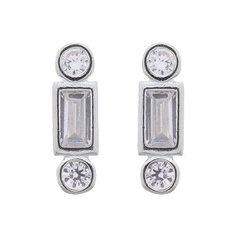 Mini Bar Geometric Shapes White CZ Stud 925 Silver Earrings by BeYindi