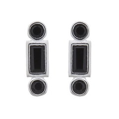 Mini Bar Geometric Shapes Black CZ Stud 925 Silver Earrings by BeYindi