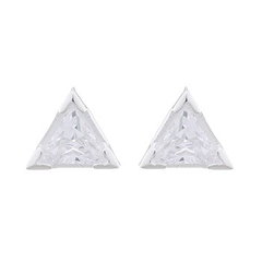Faceted CZ Triangle Stud Earrings 925 Silver by BeYindi