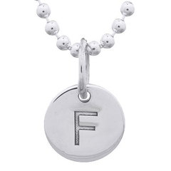 Engraved Initial "F" Sterling Silver Disc Pendant by BeYindi