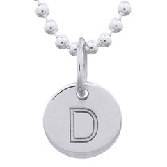 Engraved Initial "D" Sterling Silver Disc Pendant by BeYindi