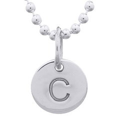 Engraved Initial "C" Sterling Silver Disc Pendant by BeYindi