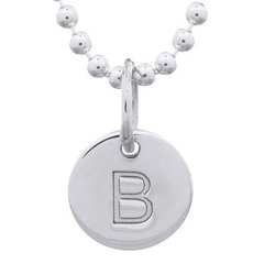 Engraved Initial "B" Sterling Silver Disc Pendant by BeYindi