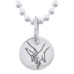 Man Holding Woman`s Hand On Disc 925 Silver Pendant by BeYindi