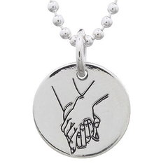 Engraved Holding Hands 925 Silver Disc Pendant by BeYindi