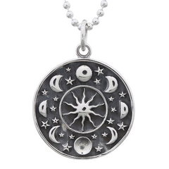 Exquisite Phases Of The Moon And Stars 925 Silver Pendant by BeYindi