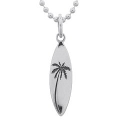 Palm Tree Surfboard 925 Silver Pendant by BeYindi