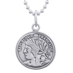Antiqued French Coin 925 Silver Pendant by BeYindi
