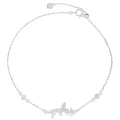Endearing Butterflies CZ And Mother Of Pearl Silver Bracelet by BeYindi