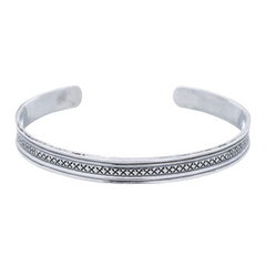 Engraved Victorian Bangle Cuff Sterling Silver by BeYindi