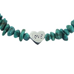 Turquoise Bead Bracelet 925 Silver Heart Charm Bead 2