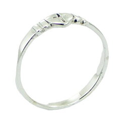 Polished Sterling Silver Cross and Heart Band Ring