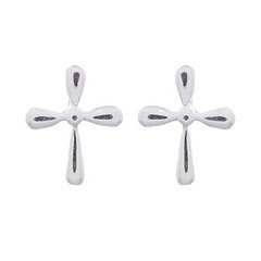 Tiny Divine Cross Sterling Silver Stud Earrings by BeYindi