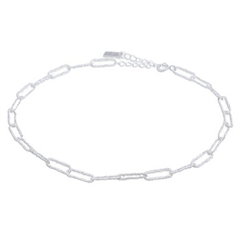 Hammered Paperclip Link Chain Sterling Silver Anklets by BeYindi 
