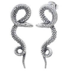 Rough Scaled Snake 925 Sterling Silver Stud Earrings by BeYindi 