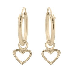 Gold Plated Mini Heart Charm Hoop Silver Earrings by BeYindi