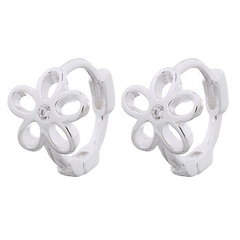Mini Flower Cubic Zirconia Huggie 925 Silver Earrings by BeYindi