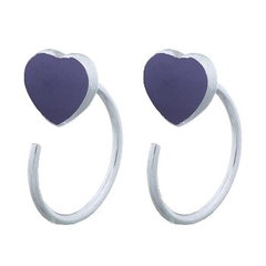 Reconstituted Stone Blue Heart 925 Silver Huggie Drop Earrings by BeYindi