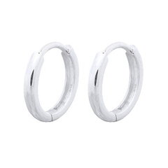 Flat Round 925 Sterling Silver Medium Small Circle Hoop Earrings by BeYindi 