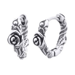 Antiqued Rose 925 Sterling Silver Huggie Hoop Earrings by BeYindi