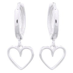 Heart On Silver Plated 925 Huggie Hoop Earrings by BeYindi 