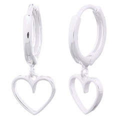 Heart On Silver Plated 925 Huggie Hoop Earrings by BeYindi