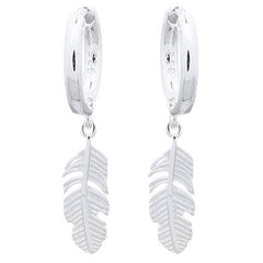 Feather Silver Plated 925 Huggie Hoop Earrings by BeYindi 
