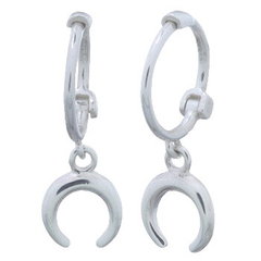 Crescent Moon Dangling Sterling Silver 925 Huggie Hoop Earrings by BeYindi
