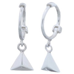 Triangle Charm 925 Sterling Silver Huggie Hoop Earrings by BeYindi