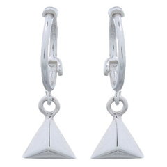 Triangle Charm 925 Sterling Silver Huggie Hoop Earrings by BeYindi 