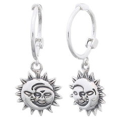 Crescent Sun And Moon Sterling Silver Huggie Hoop Earrings by BeYindi