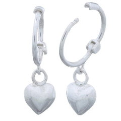 Little Heart Charm Sterling Silver Huggie Hoop Earrings by BeYindi 