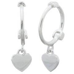Little Heart On Silver Plated 925 Huggie Hoop Earrings by BeYindi
