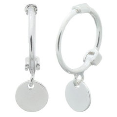 Mini Hoop Hanging Disc Silver 925 Huggie Earrings by BeYindi