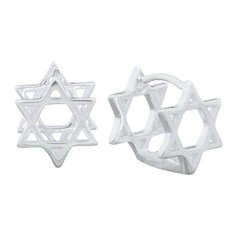 Hexagram Silver Star Huggie Hoop Earrings by BeYindi