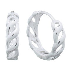 Twined Circle Huggie Hoop Earrings In Silver 925 by BeYindi