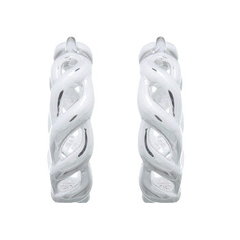 Twined Circle Huggie Hoop Earrings In Silver 925 by BeYindi 