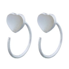 Heart Mother Of Pearl 925 Sterling Silver Huggie Drop Earrings by BeYindi