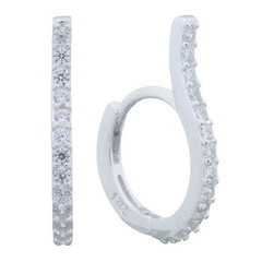 Wavy CZ Crystal Huggie Silver Hoop Earrings by BeYindi