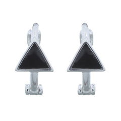 Black Triangle Huggie Silver Hoop Earrings Silver Plated by BeYindi 