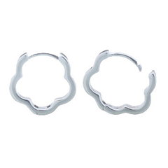 Flower Silver Plated Huggie Hoop Earrings In 925 Sterling Silver by BeYindi 2