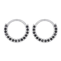 Cubic Zicornia Circle Drop 925 Silver Huggie Earrings by BeYindi