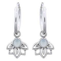 Mother Of Pearl Little Lotus 925 Silver Hoop Earrings by BeYindi