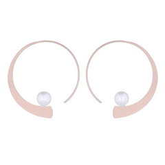 Brushed Finished Rose Gold Plated Drop Pearl Earrings by BeYindi