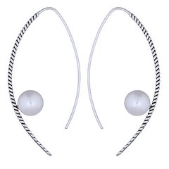 Twisted 925 Silver Wire Drop Pearl Earrings by BeYindi