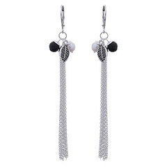 Leverback Tassel Silver Earrings Agate and Pearl Charms by BeYindi