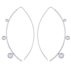 Long Arched Drop Earrings Triple Imitation Pearl by BeYindi