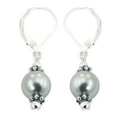 Swarovski Crystal Pearl Sterling Silver Drop Earrings by BeYindi